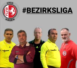Hasan Güven, Recep Ucar, Frank Henschen, Vedat Koc und Ahmet Alisic pfeifen 2019/2020 in der Bezirksliga